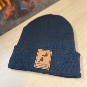 Fleece-Lined Knit Cap with Leather Aerobus Lake Patch